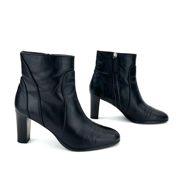 Grigiarancio Anthropologie Black Heeled Ankle Boot Size 9 Italian Leather Bootie - Picture 1 of 13